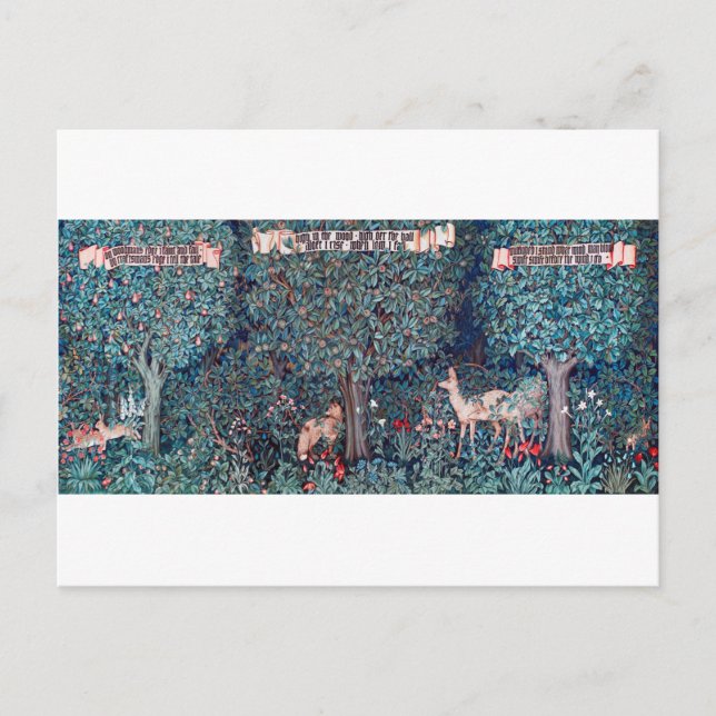 Postal Animales en el bosque, William Morris (Anverso)