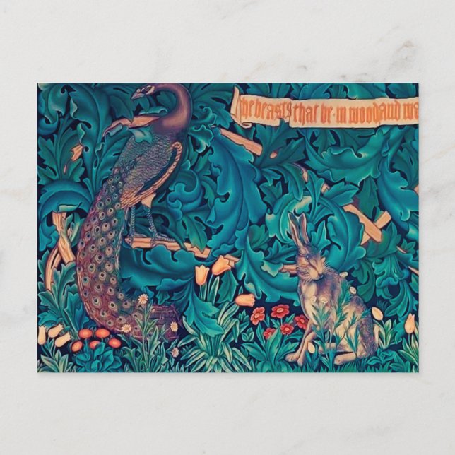 Postal Animales en el bosque, William Morris (Anverso)