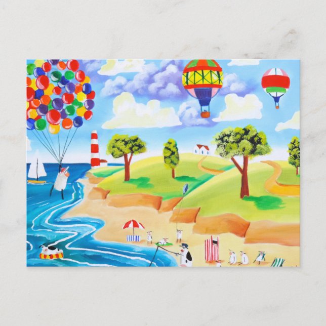 Postal Animales en la playa (Anverso)