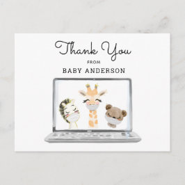 Postal Animales en máscaras Baby Shower virtual Gracias