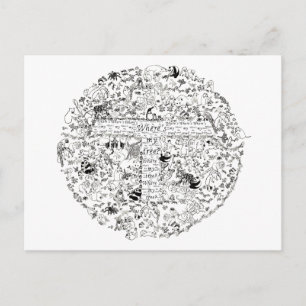 Postal Animales en peligro Árboles planeta Tierra dibujan