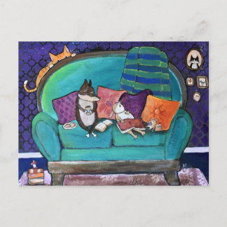 Postal Animales encantadores del club de lectura Arte cap