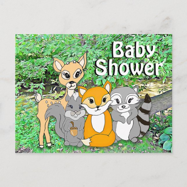 Postal Animales forestales Creaturas de bosques Baby Show (Anverso)