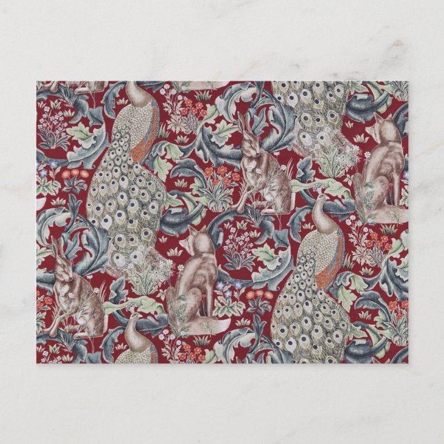 Postal Animales forestales, William Morris (Anverso)