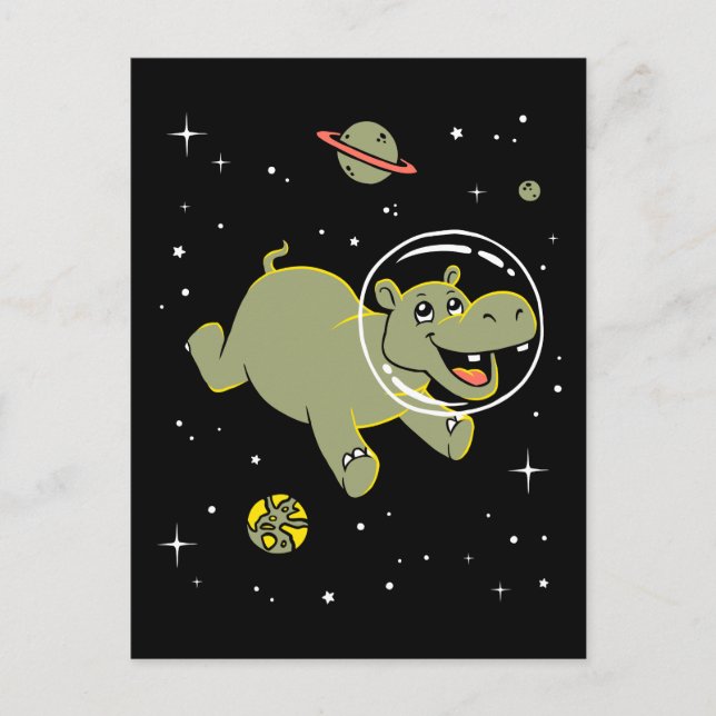 Postal Animales Hippo En El Espacio (Anverso)
