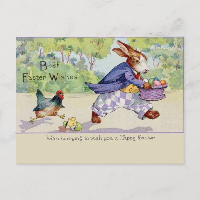 Postal Animales Lindos de Pascua Vintage (Anverso)