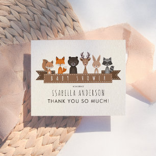 Postal Animales Lindos del Bosque Baby Shower   Gracias