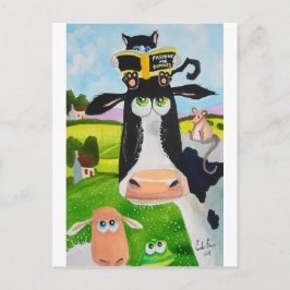Postal Animales lindos que pintan la rana de ovejas del