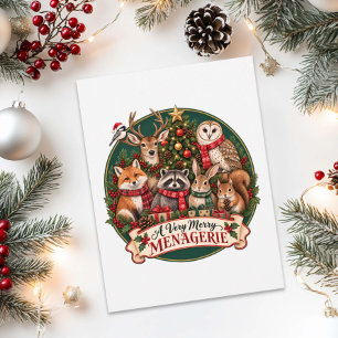 Postal Animales Menagerie de Navidad