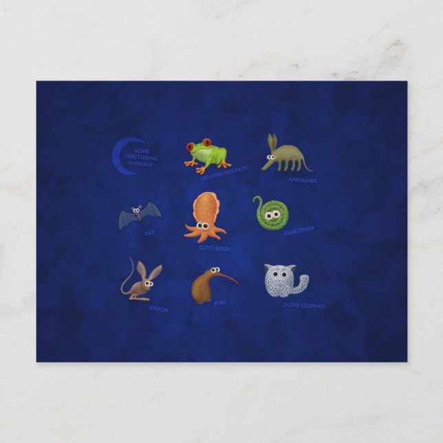 Postal Animales Nocturnos (Anverso)