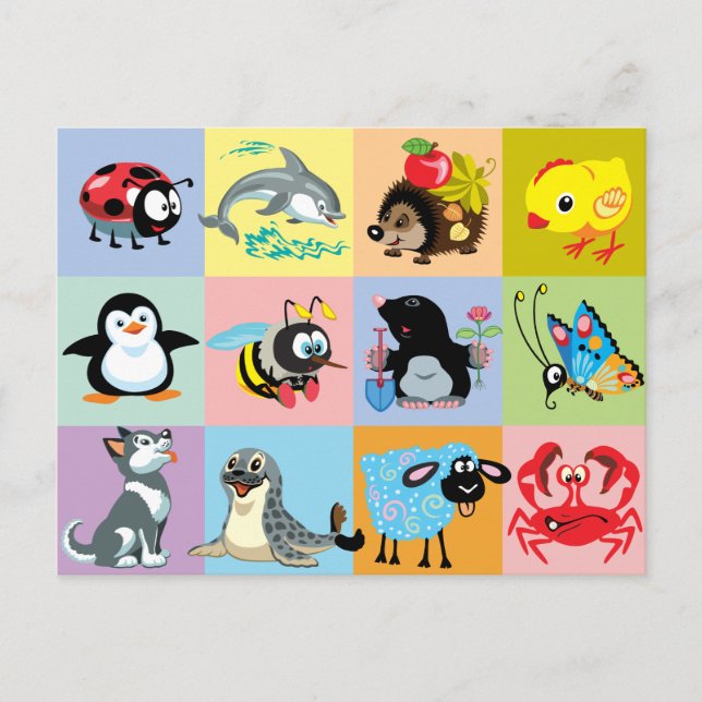 Postal animales personalizados para niños (Anverso)