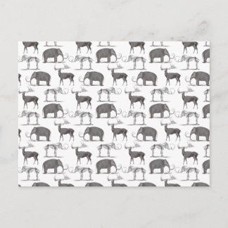 Postal Animales prehistóricos - Mamut lana y Megaceros