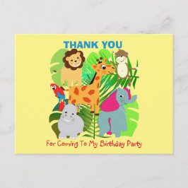 Postal Animales Safari Niños Temáticos Gracias Postcard