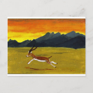 Postal Animales salvajes de la pintura al atardecer