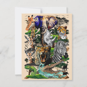 Postal Animales salvajes de sabana africanos