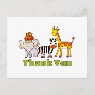 Postal Animales Salvajes Lindos Safari Selva Gracias