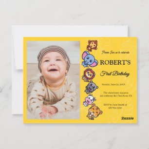 Postal animales salvajes primer cumpleaños