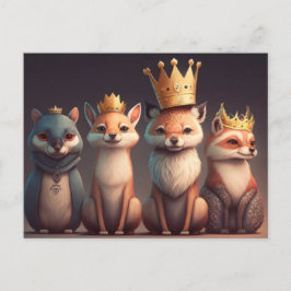Postal Animales salvajes usando coronas