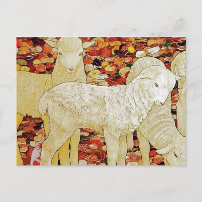 Postal Animales Tiernos Vintage de Pascua (Anverso)