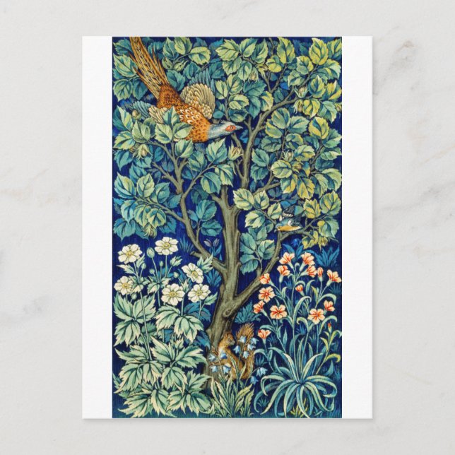 Postal Animales y flores, bosque, William Morris (Anverso)