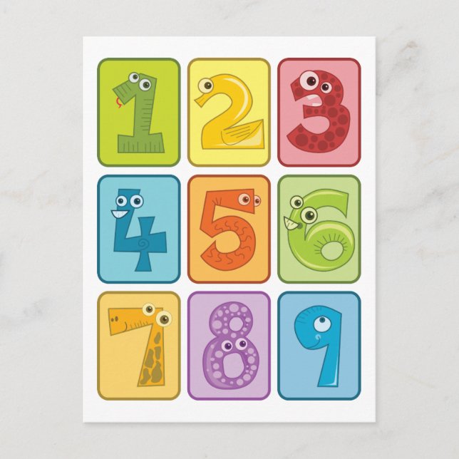 Postal Animales y números (Anverso)