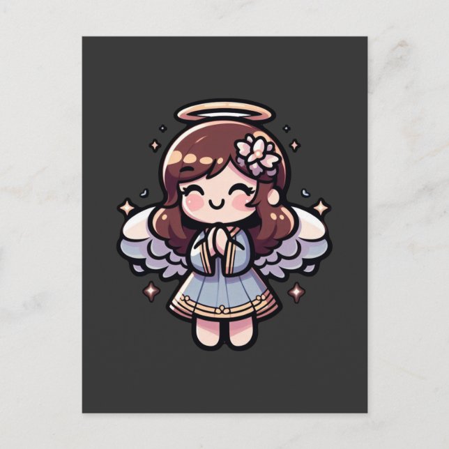 Postal Anime Angel - angélico, kawaii, (Anverso)