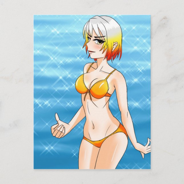 Postal Anime Bikini Chica (Anverso)