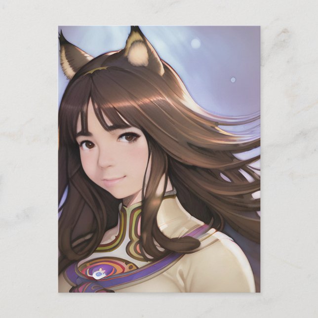 Postal Anime Cat Earoman Woman (Anverso)
