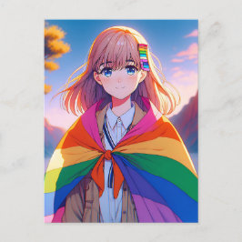 Postal Anime Chica con LGBTQIA+ Cabo