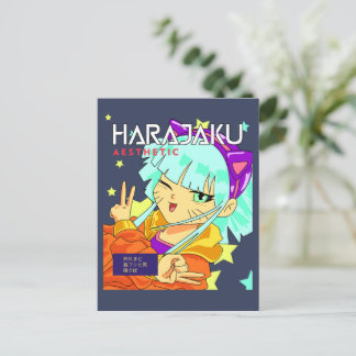 Postal Anime chica harajaku cortó el manga cruda