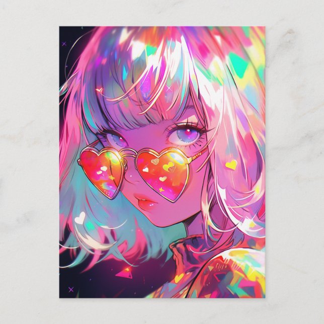 Postal Anime Chica Hearts (Anverso)