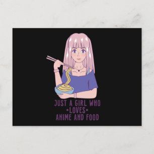 Postal Anime Chica para Anime y Food Lover