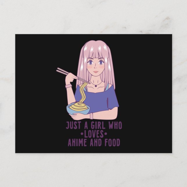 Postal Anime Chica | para Anime y Food Lover (Anverso)