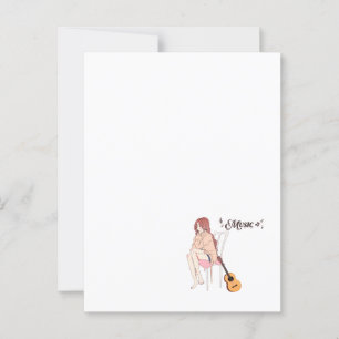 Postal Anime Chica Sitting with gwt & Music Notes - Aesth