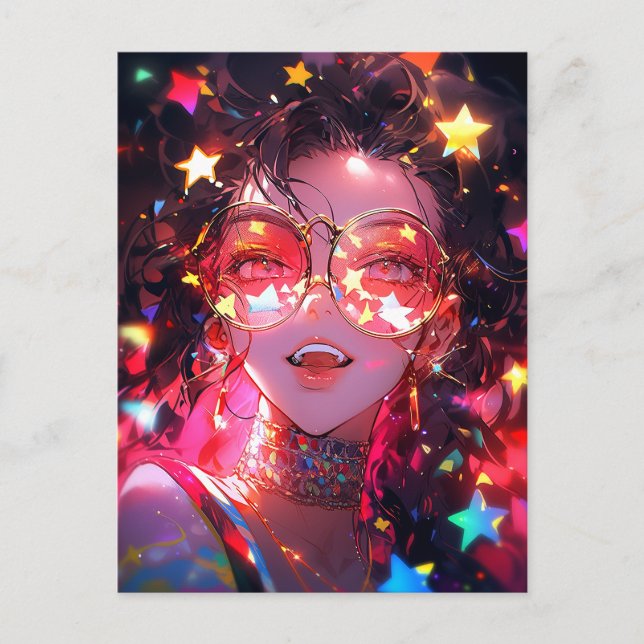 Postal Anime Chica Stars (Anverso)