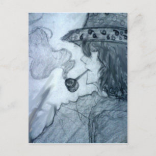 Postal anime manga de la pipa de fumar