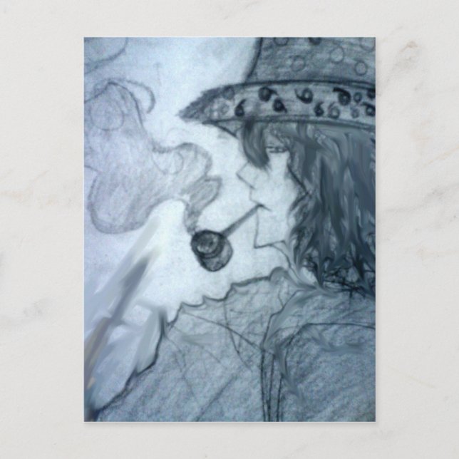 Postal anime manga de la pipa de fumar (Anverso)