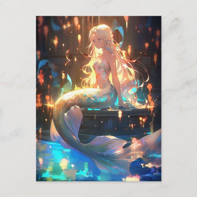 Postal Anime Mermaid Chica Fantasy Art (Anverso)