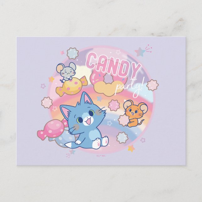 Postal Anime Tom y Jerry Candy Party (Anverso)
