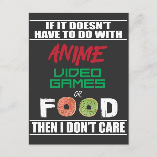 Postal Anime Video Games o Food Funny Anime (Anverso)