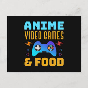 Postal Anime, video juegos y comida Diseño encantador