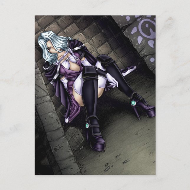 Postal Anime Warrior Chica (Anverso)