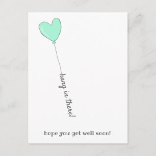 Postal ¡Ánimo! - Globo Teal Adorable - Mejora Pronto