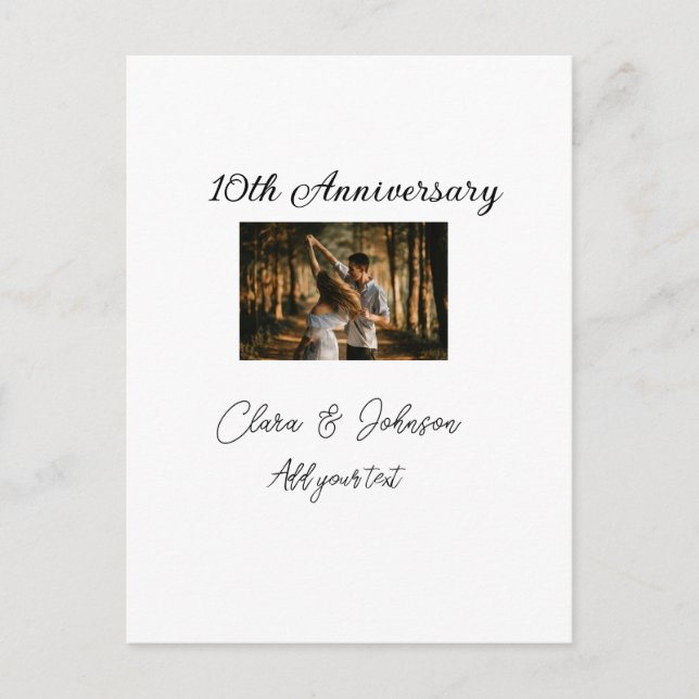 Postal Aniversario boda agregar nombre año imagen par de  (Anverso)