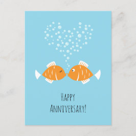 Postal Aniversario boda Pescado del Corazón Pareja Casada