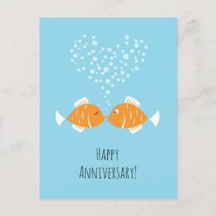 Postal Aniversario boda Pescado del Corazón Pareja Casada