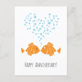 Postal Aniversario boda Pescado del Corazón Pareja Casada