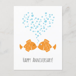 Postal Aniversario boda Pescado del Corazón Pareja Casada