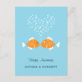Postal Aniversario boda Pescado del Corazón Pareja Casada