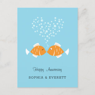 Postal Aniversario boda Pescado del Corazón Pareja Casada